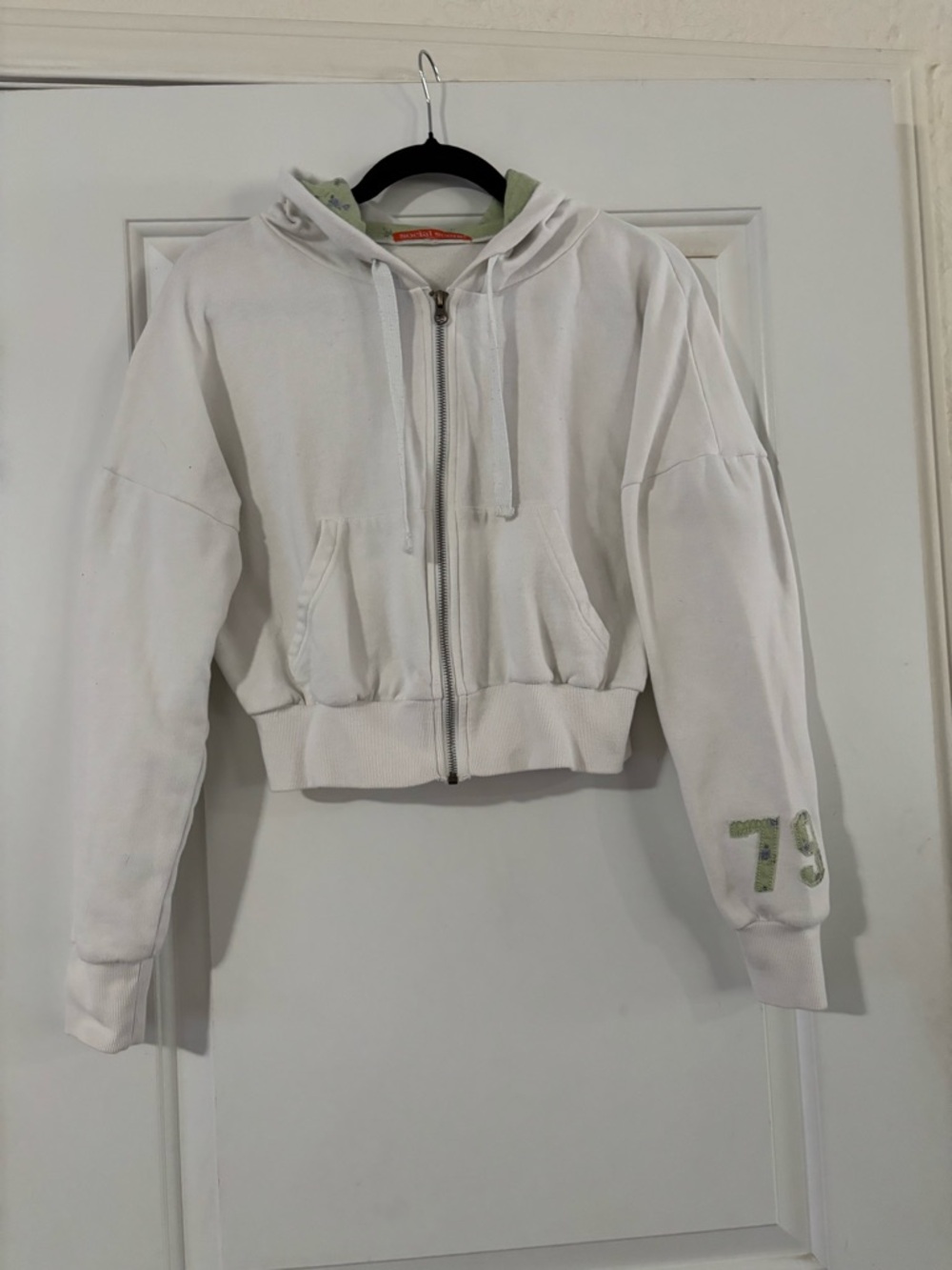 Social Scene Floral-Trim Hooded Sweatshirt